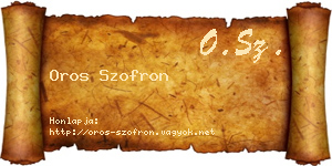 Oros Szofron névjegykártya